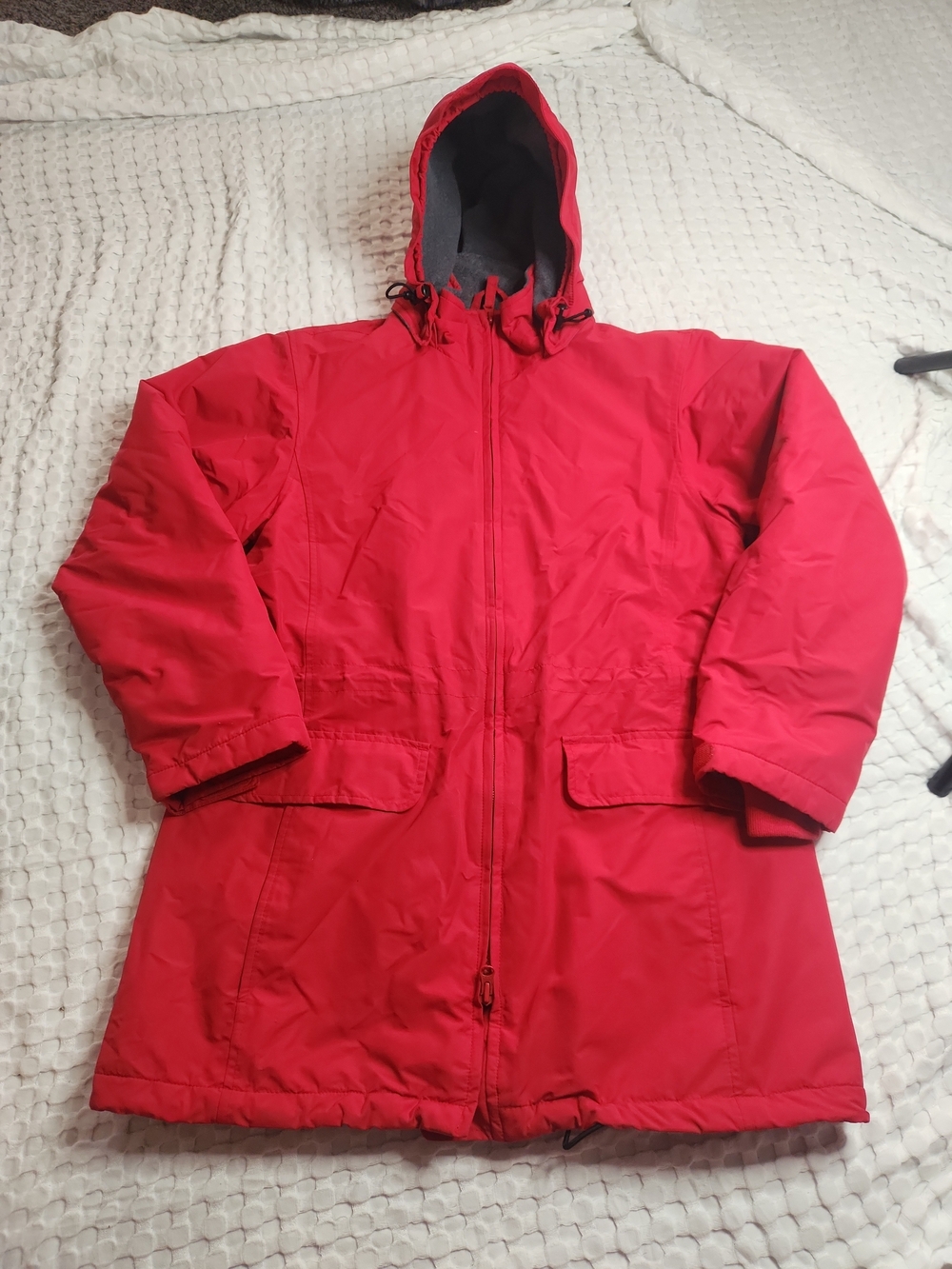 Lands' End Women's Red Hooded Puffer Coat